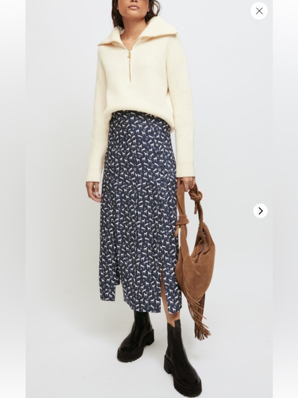 MAJE Horse stud print jacquard skirt